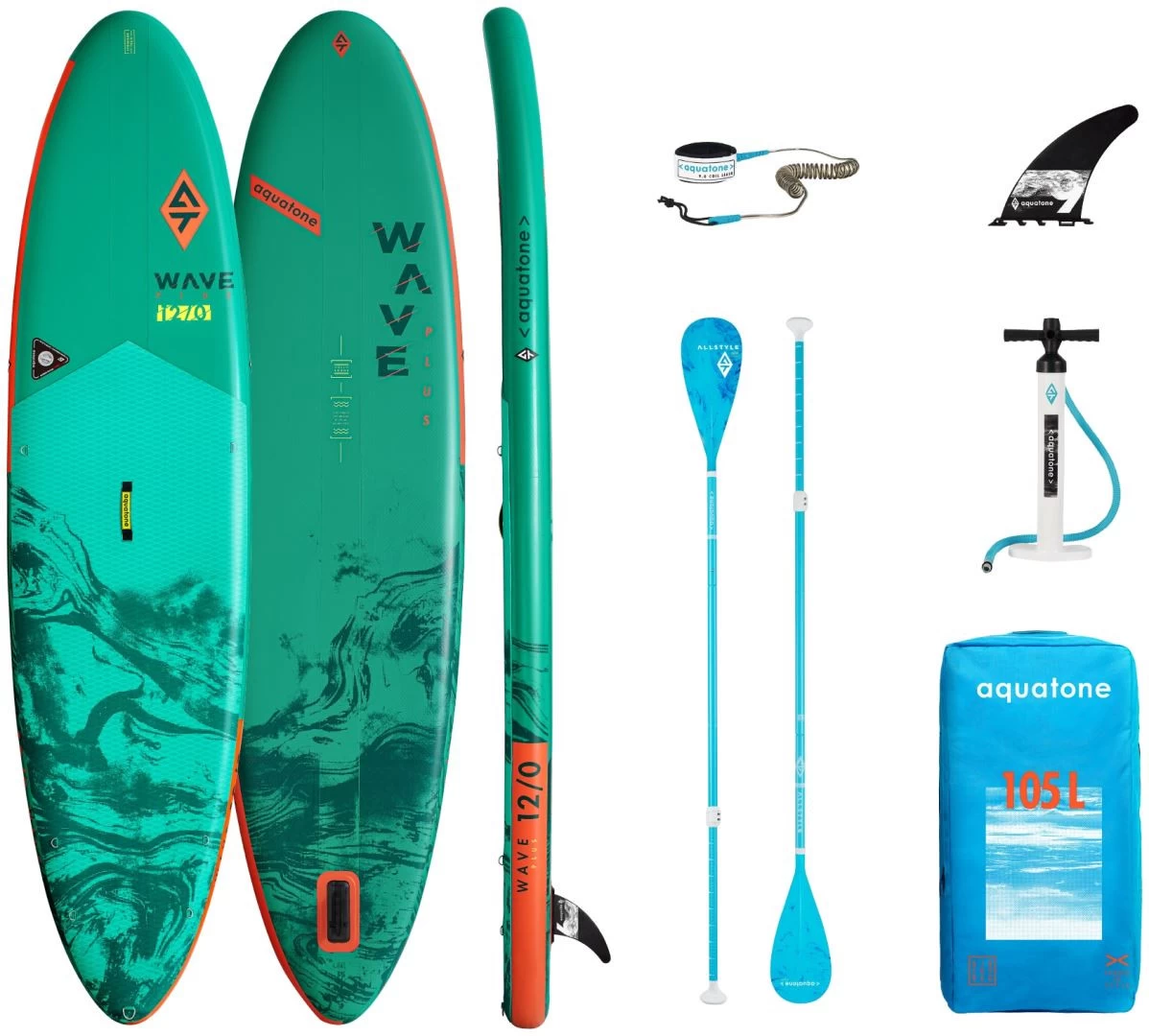 Aquatone Wave Plus 12'0" All-Round SUP Green 1 Aquatone Wave Plus 12'0" All-Round SUP Green