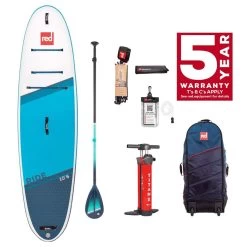 Red Paddle Co. Red Paddle Co 10'6 Ride MSL Inflatable SUP + Cruiser Tough Paddle White-Blue-Dark Blue