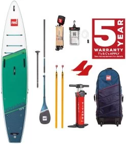 Red Paddle Co. Red Paddle Co 12'6 Voyager MSL Inflatable SUP + Prime Paddle White-Green-Dark Blue