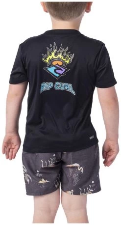 Rip Curl Grom Search Logo Short Sleeve -Watersporten Verkoopwinkel rip curl grom search logo short sleeve black marled 2 jaar black marled 1